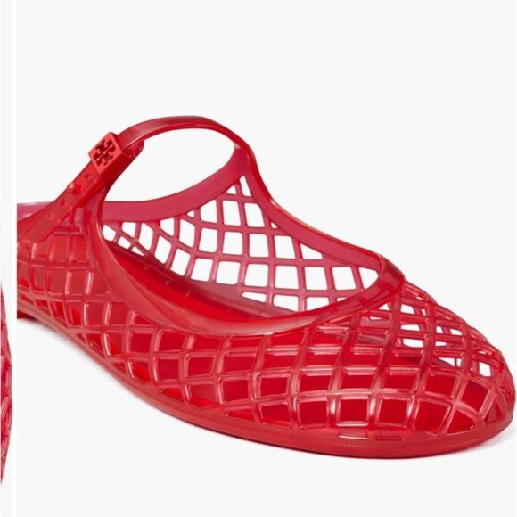 Tory Burch Mellow Jelly Mules Mary Janes Red Sandals Size 11 - Picture 6 of 9
